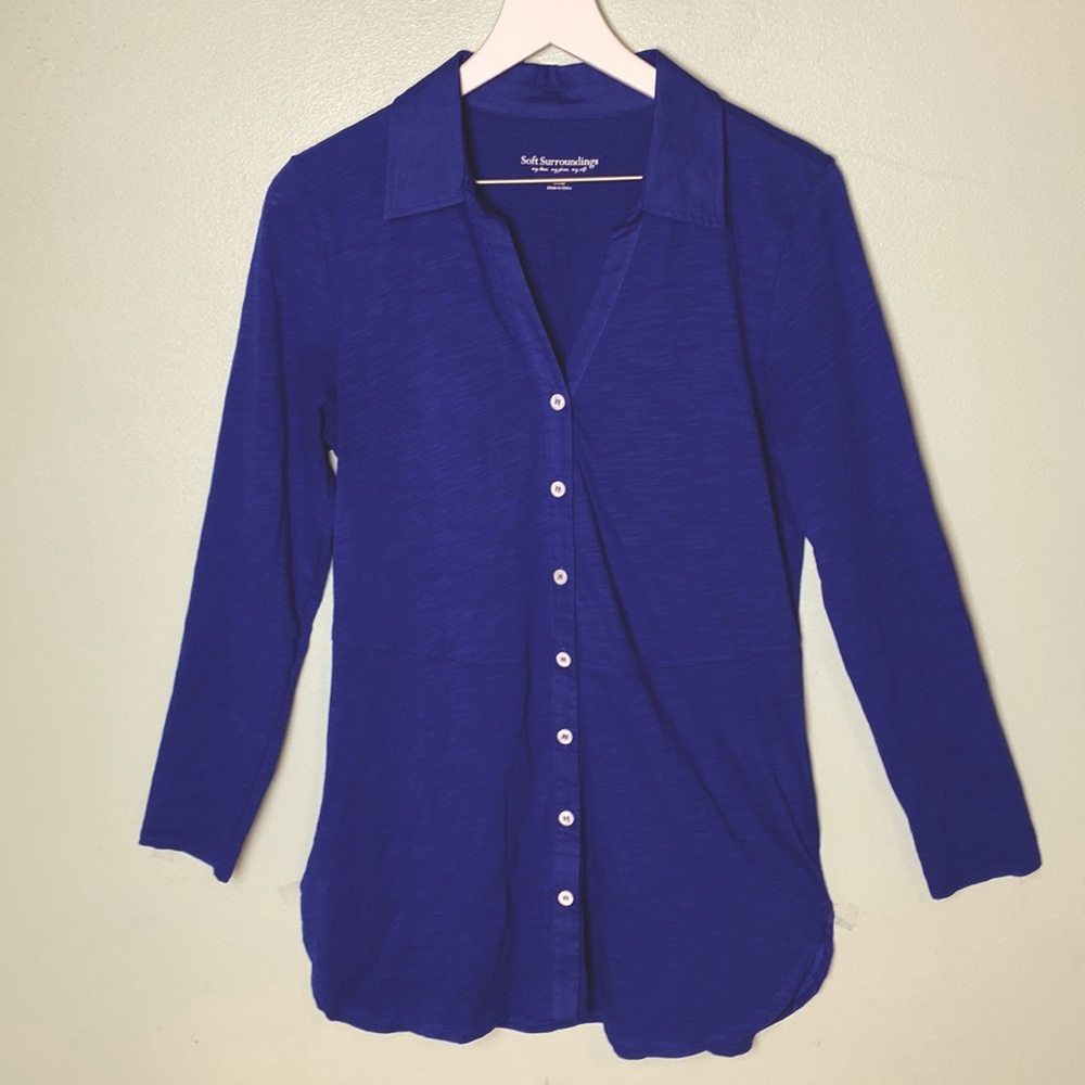 Soft Surroundings Pamplona Tunic in Lagoon Blue Size Small